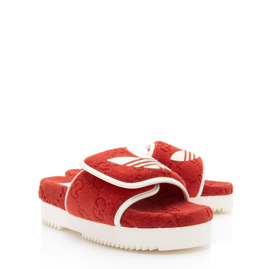 Gucci x Adidas GG Terry Cloth Platform Slides - Size 7 / 37 (SHF-z4xmaZ)