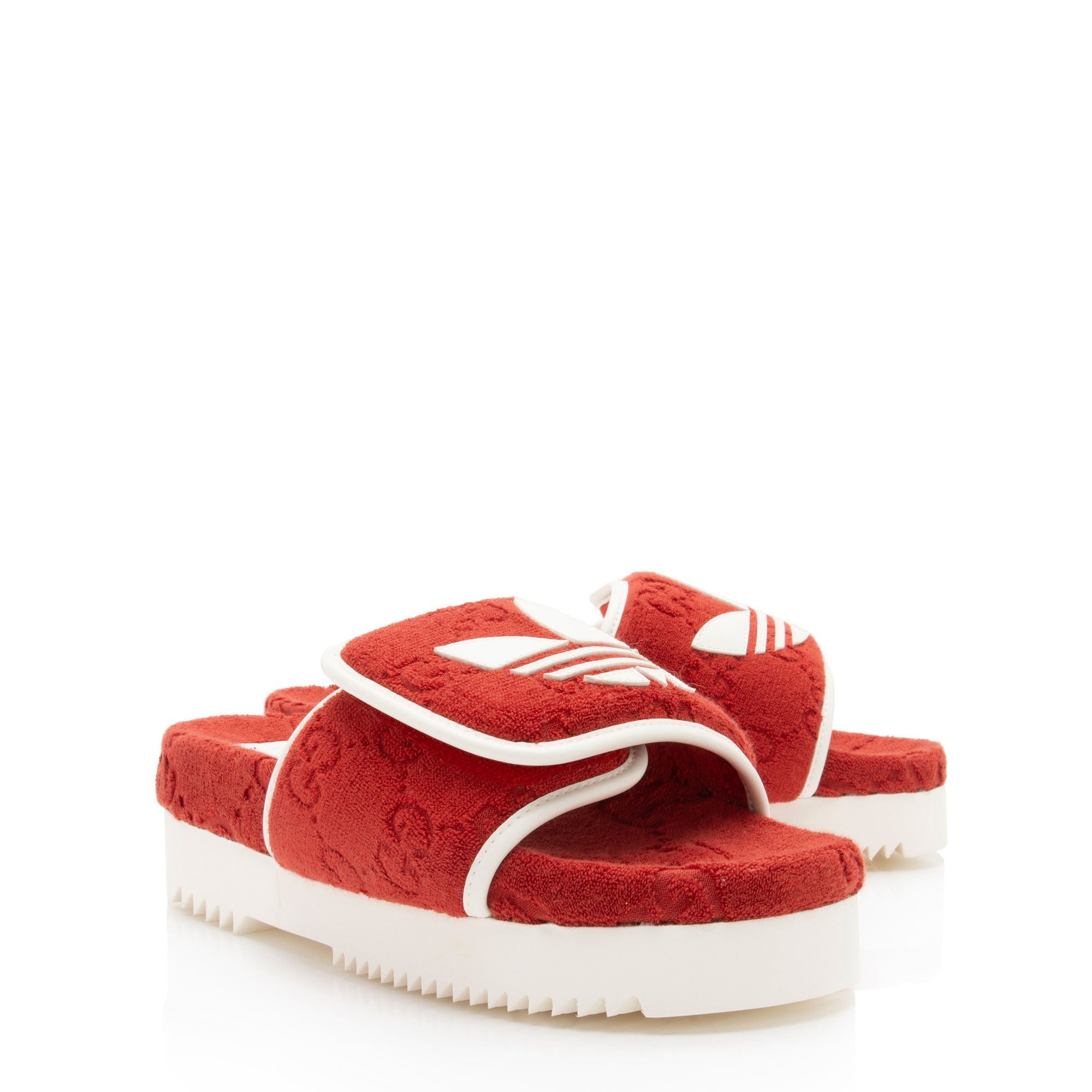 Gucci x Adidas GG Terry Cloth Platform Slides - Size 7 / 37 (SHF-z4xmaZ)