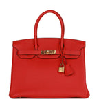 Top Quality Hermes Birkin 30 Rouge de Coeur Togo Gold Hardware