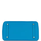 Top Quality Hermes Special Order (HSS) Birkin 25 Bleu Saphir and Vert Vertigo Chevre Brushed Gold Hardware