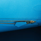 Top Quality Hermes Special Order (HSS) Birkin 25 Bleu Saphir and Vert Vertigo Chevre Brushed Gold Hardware