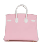 Hermes Special Order (HSS) Birkin 25 Rose Sakura and White Clemence Gold Hardware