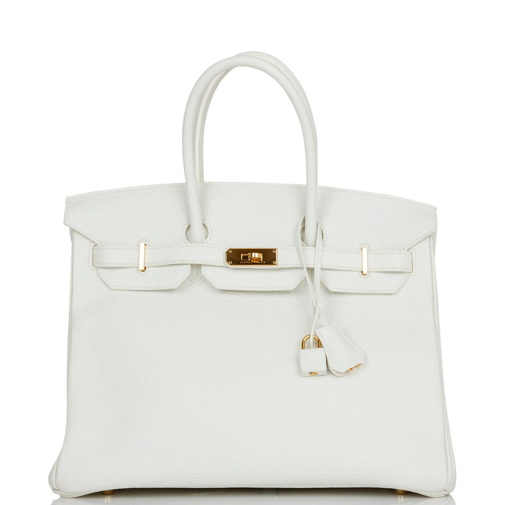 Top Quality Hermes Birkin 35 White Clemence Gold Hardware