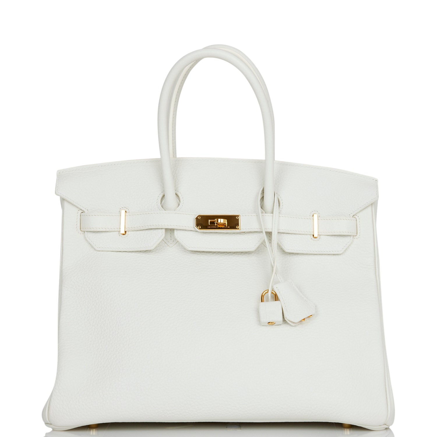 Top Quality Hermes Birkin 35 White Clemence Gold Hardware