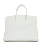 Top Quality Hermes Birkin 35 White Clemence Gold Hardware
