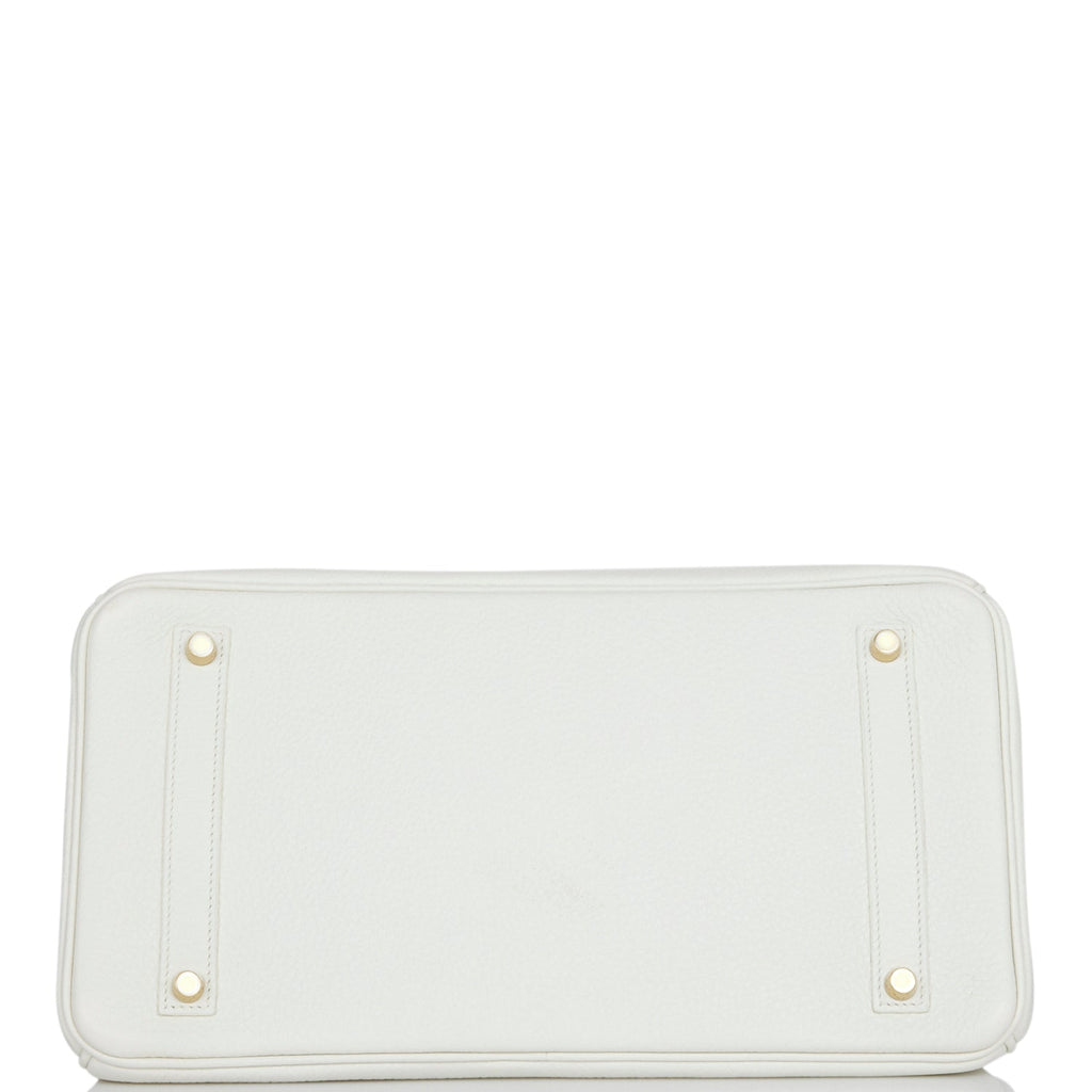 Top Quality Hermes Birkin 35 White Clemence Gold Hardware