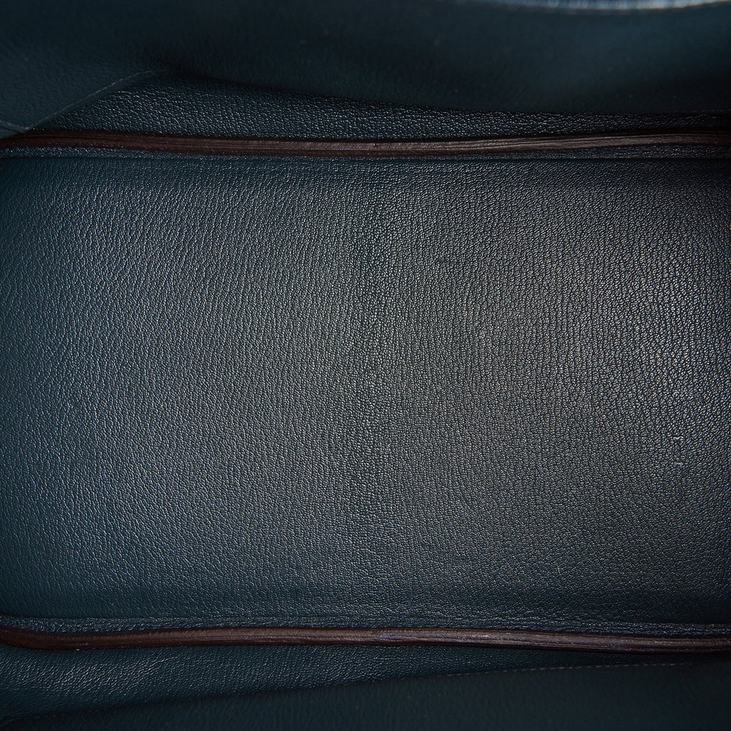 Top Quality Hermes Special Order (HSS) Birkin 25 Bleu Saphir and Vert Vertigo Chevre Brushed Gold Hardware