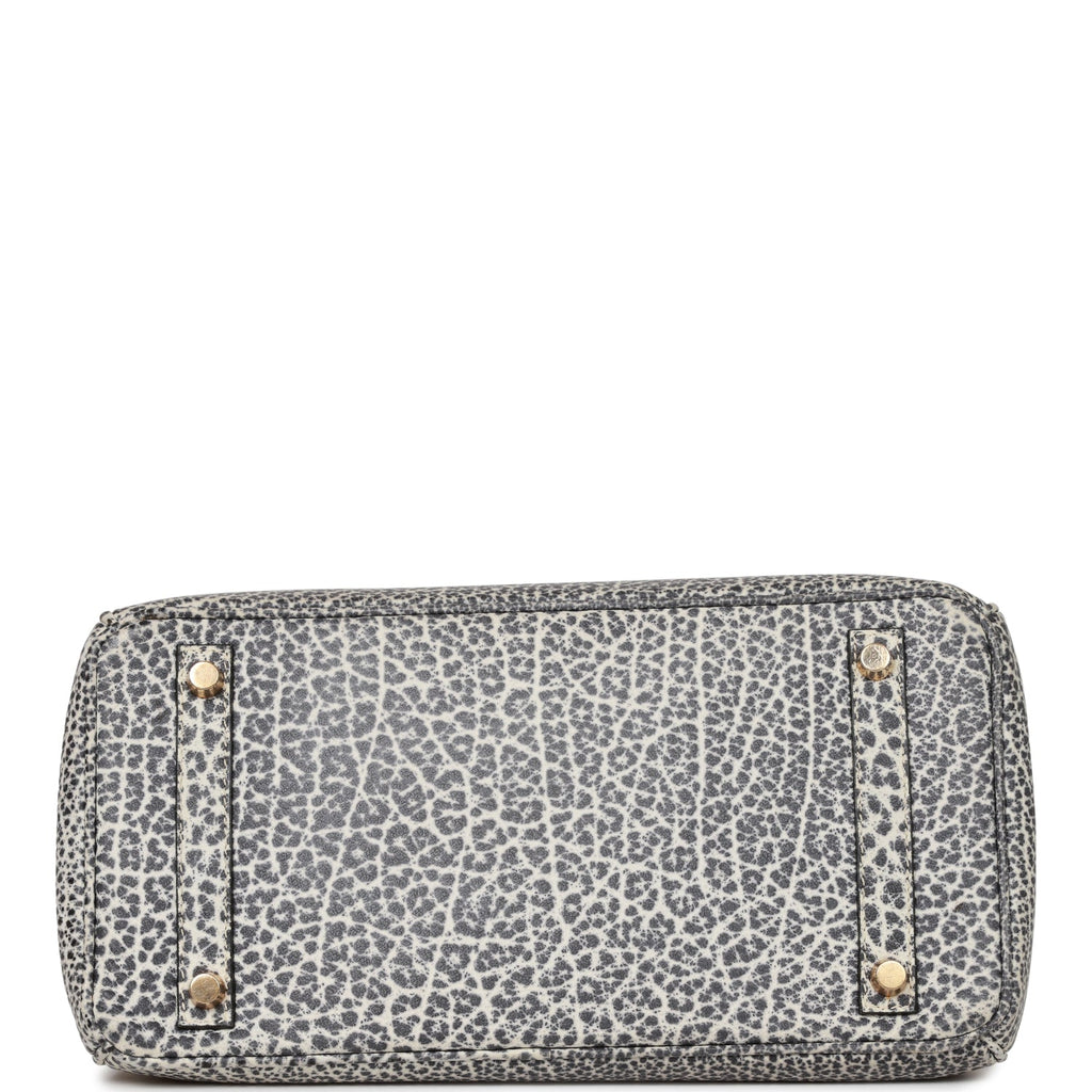 Vintage Hermes Birkin 30 White Dalmatian Buffalo Gold Hardware