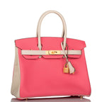 Hermes Special Order (HSS) Birkin 30 Craie and Rose Azalee Epsom Brushed Gold Hardware