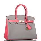 Hermes Special Order (HSS) Birkin 30 Gris Mouette and Rose Azalee Epsom Permabrass Hardware