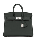 Hermes Birkin 25 Vert Fonce Togo Palladium Hardware