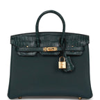 Hermes Birkin 25 Vert Cypress Matte Alligator and Togo Touch Gold Hardware