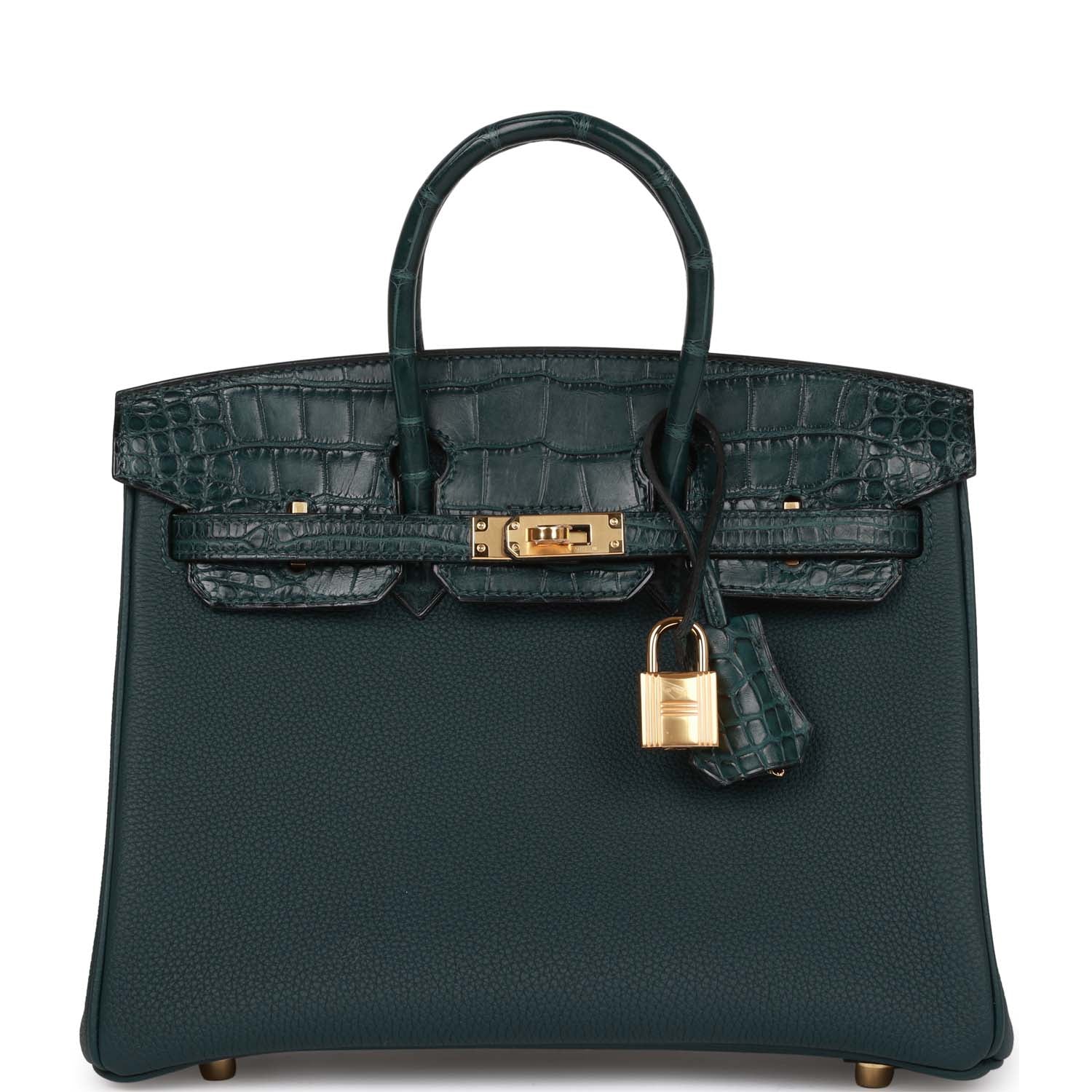 Hermes Birkin 25 Vert Cypress Matte Alligator and Togo Touch Gold Hardware