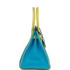 Top Quality Hermes Special Order (HSS) Birkin 30 Bleu Turquoise and Lime Chevre Gold Hardware