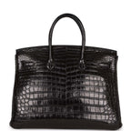 Top Quality Hermes Birkin 35 Black Matte Crocodile Porosus Palladium Hardware