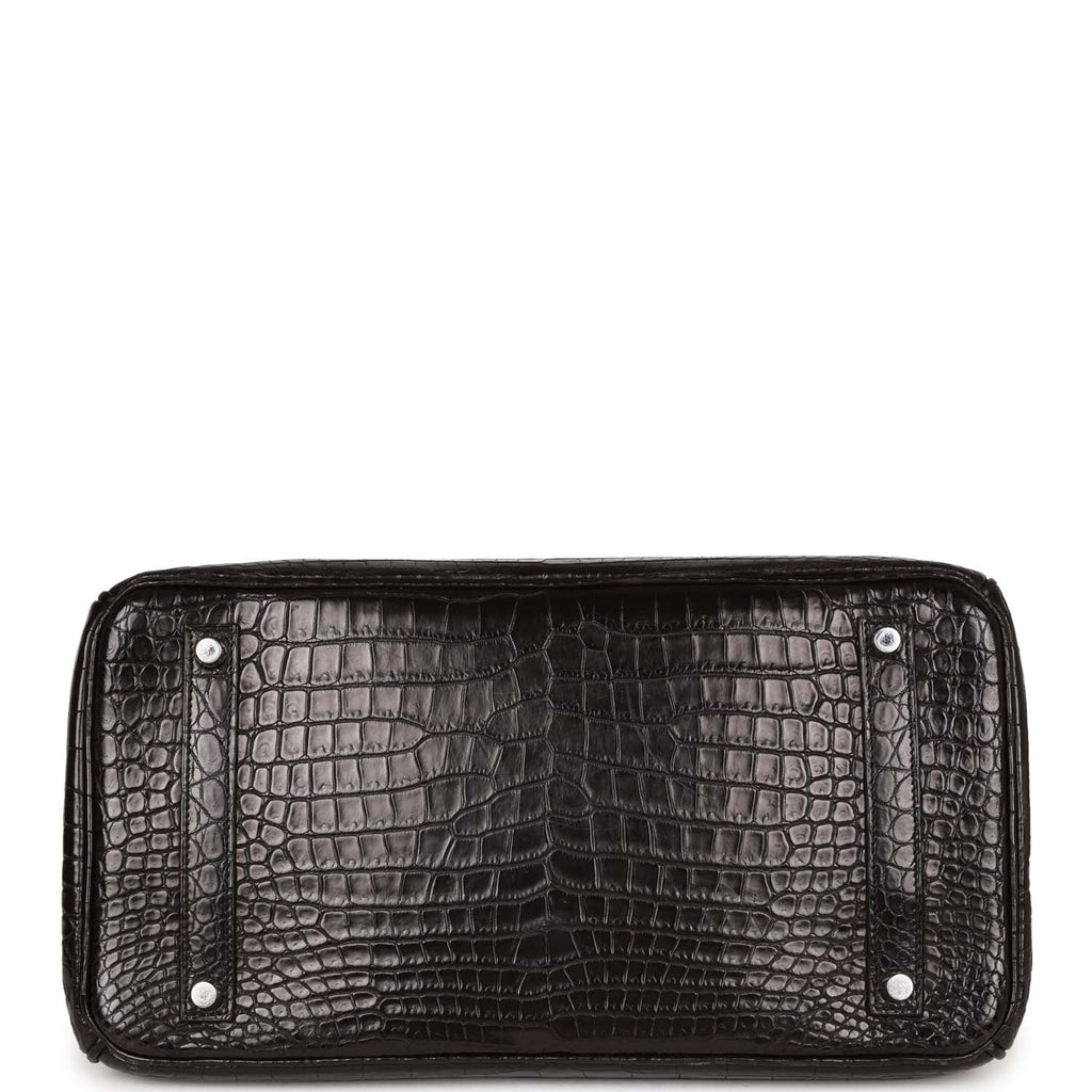 Top Quality Hermes Birkin 35 Black Matte Crocodile Porosus Palladium Hardware