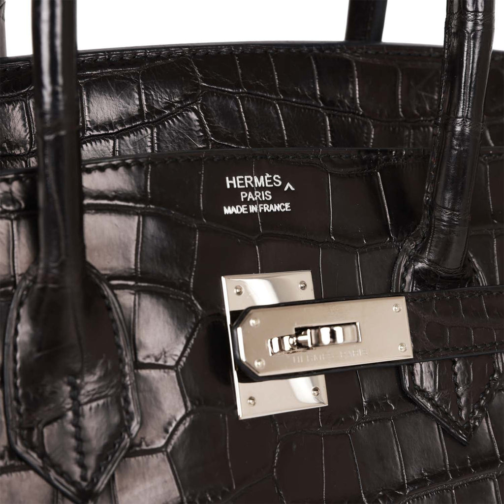 Top Quality Hermes Birkin 35 Black Matte Crocodile Porosus Palladium Hardware