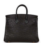 Hermes Birkin 25 Black Ostrich Gold Hardware