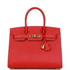 Hermes Birkin Sellier 30 Rouge Casaque Epsom Gold Hardware