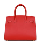 Hermes Birkin Sellier 30 Rouge Casaque Epsom Gold Hardware