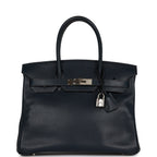 Top Quality Hermes Birkin 30 Bleu Indigo Vache Liegee Palladium Hardware