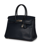 Top Quality Hermes Birkin 30 Bleu Indigo Vache Liegee Palladium Hardware