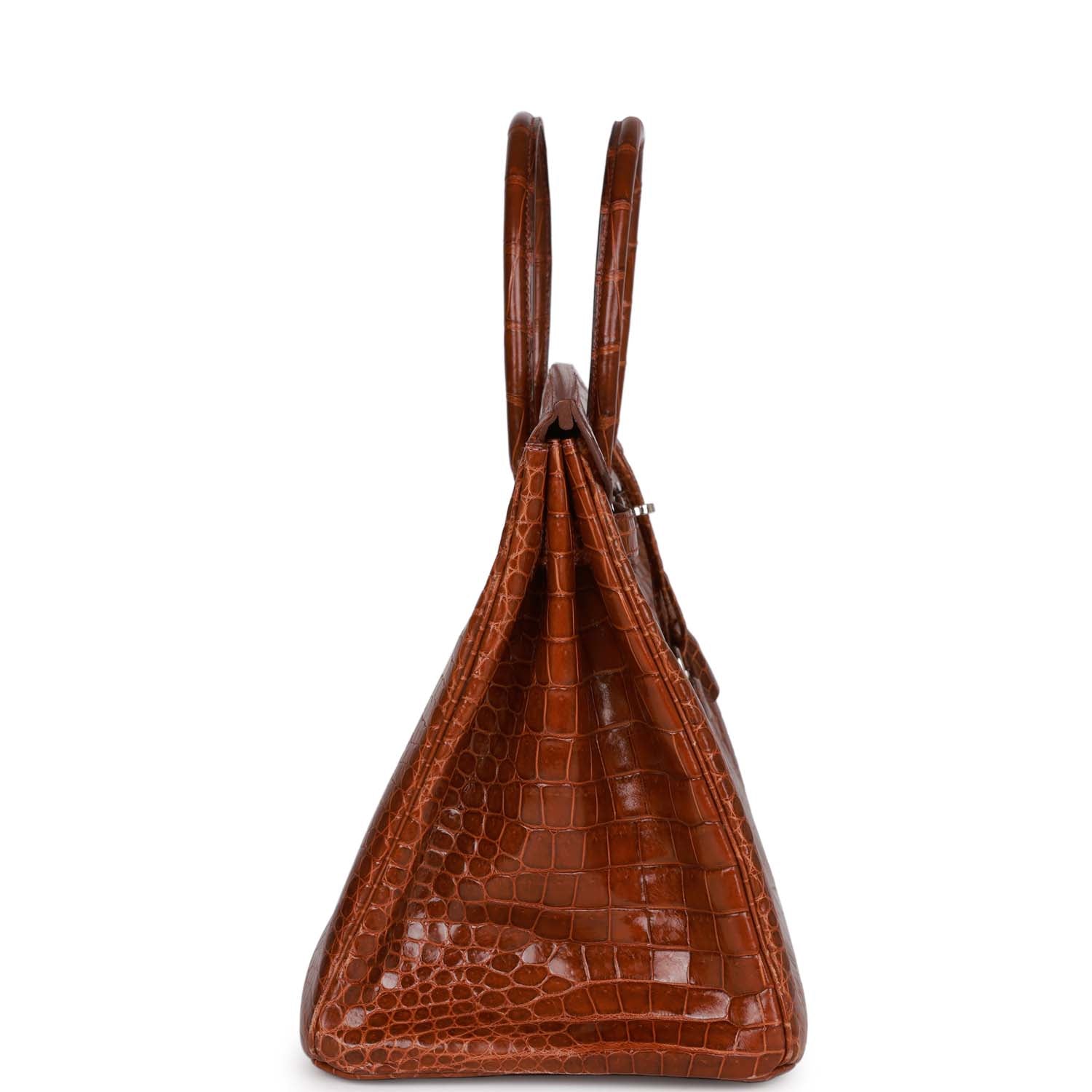 Top Quality Hermes Birkin 35 Miel Shiny Porosus Crocodile Palladium Hardware