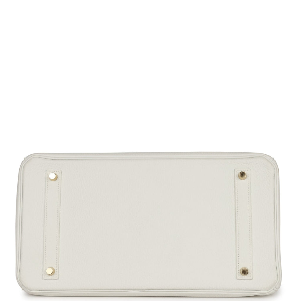 Top Quality Hermes Birkin 35 White Clemence Gold Hardware