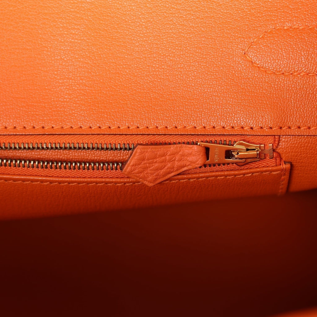 Top Quality Hermes Birkin 35 Orange H Clemence Gold Hardware