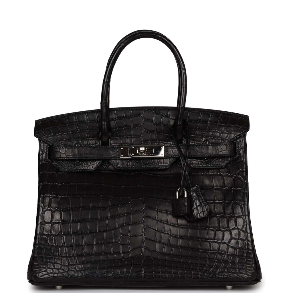 Top Quality Hermes Birkin 30cm Black Matte Niloticus Crocodile Palladium Hardware