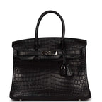 Top Quality Hermes Birkin 30cm Black Matte Niloticus Crocodile Palladium Hardware