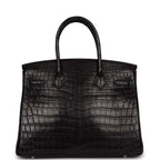 Top Quality Hermes Birkin 30cm Black Matte Niloticus Crocodile Palladium Hardware
