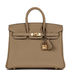 Hermes Birkin 25 Beige Marfa Togo Gold Hardware