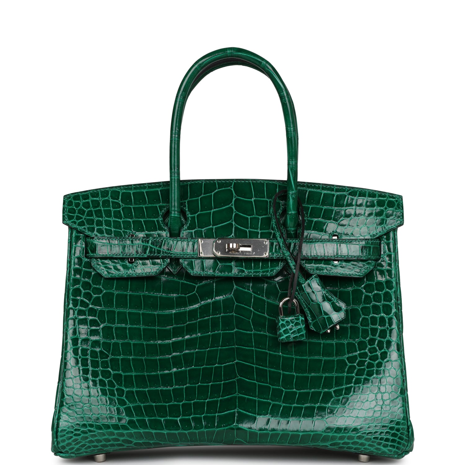 Top Quality Hermes Birkin 30 Emerald Shiny Niloticus Crocodile Palladium Hardware