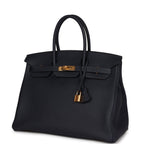 Hermes Birkin 35 Bleu Nuit Togo Gold Hardware