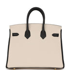 Hermes Special Order (HSS) Birkin 25 Craie and Black Togo Brushed Gold Hardware