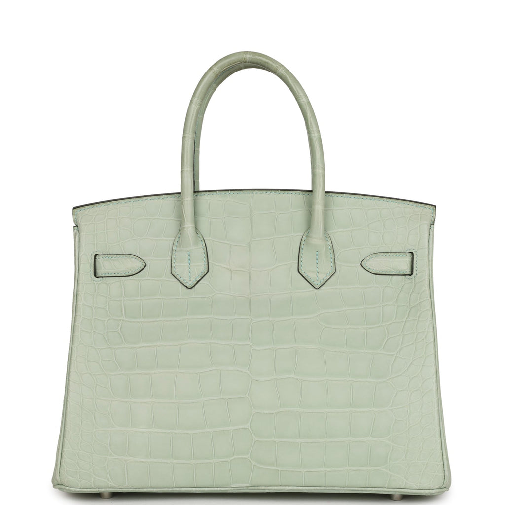 Top Quality Hermes Birkin 30 Vert D'Eau Matte Alligator Palladium Hardware
