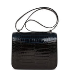Hermes Constance 24 Tri-Color Black, Bleu Baltique and Vert Rousseau Shiny Alligator Palladium Hardware
