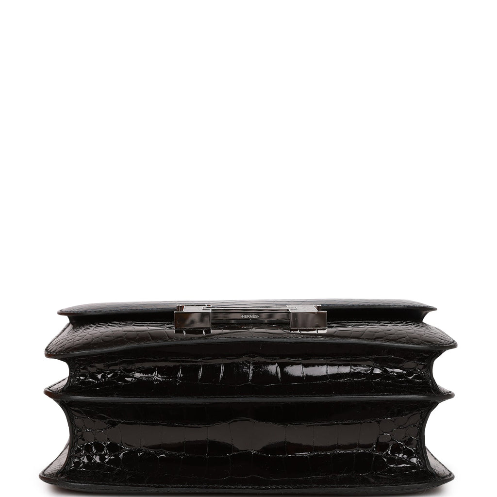 Hermes Constance 24 Tri-Color Black, Bleu Baltique and Vert Rousseau Shiny Alligator Palladium Hardware