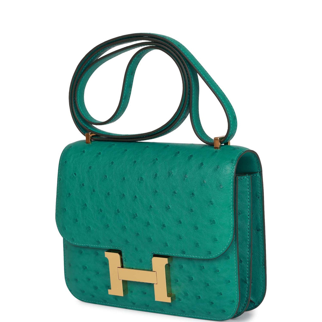 Hermes Constance 18 Vert Verone Ostrich Gold Hardware