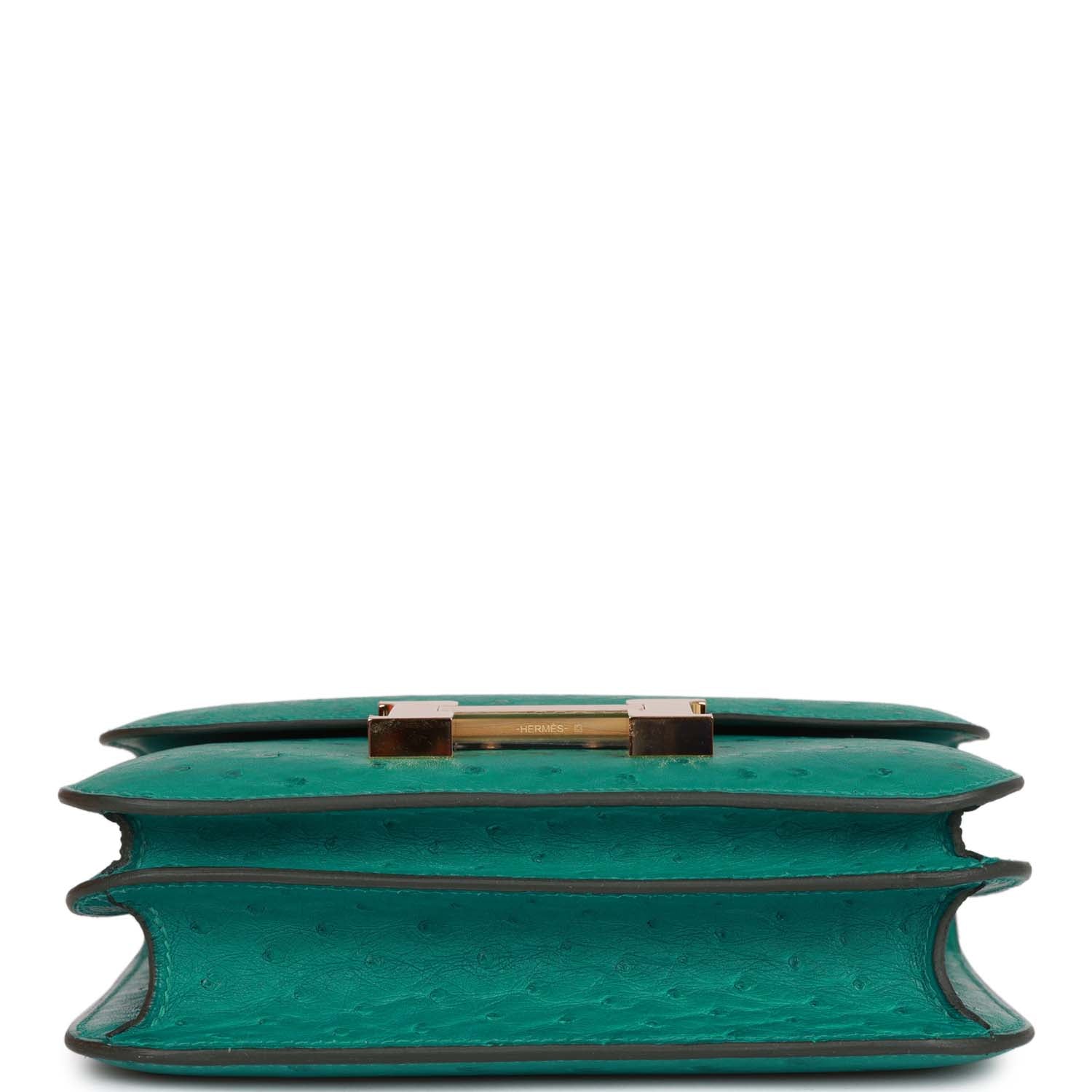 Hermes Constance 18 Vert Verone Ostrich Gold Hardware