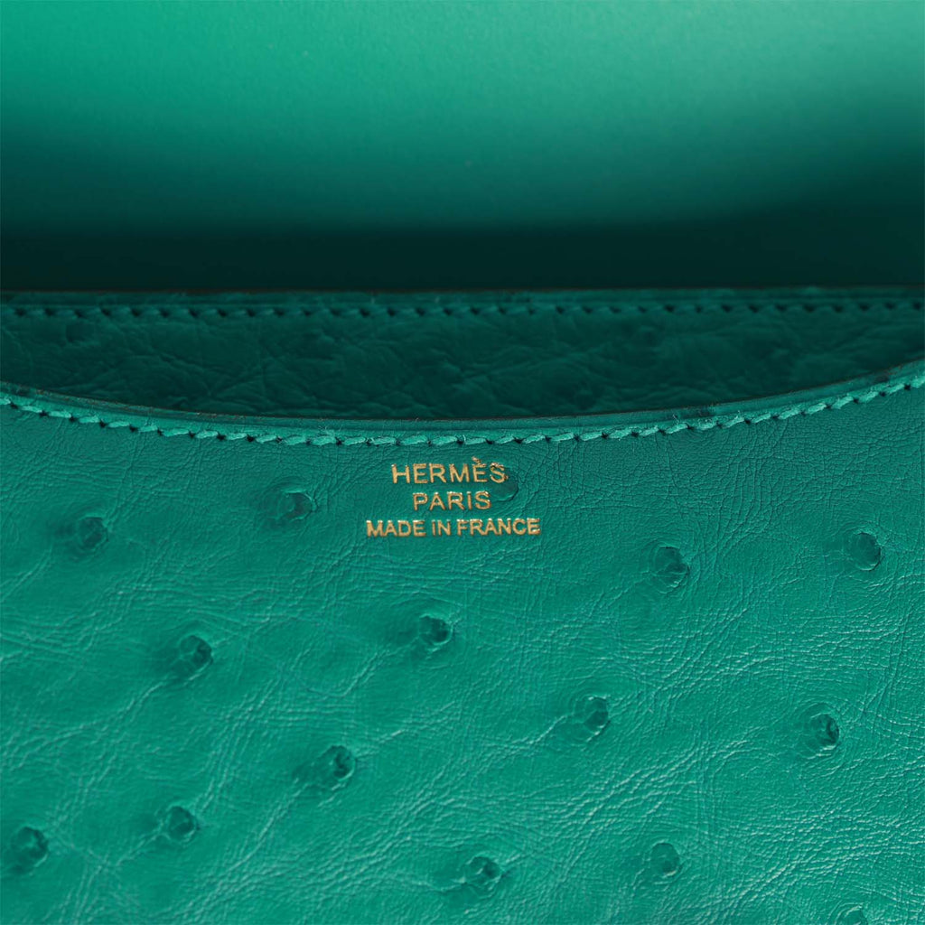 Hermes Constance 18 Vert Verone Ostrich Gold Hardware