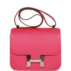 Hermes Constance 24 Rose Tyrien Epsom Palladium Hardware