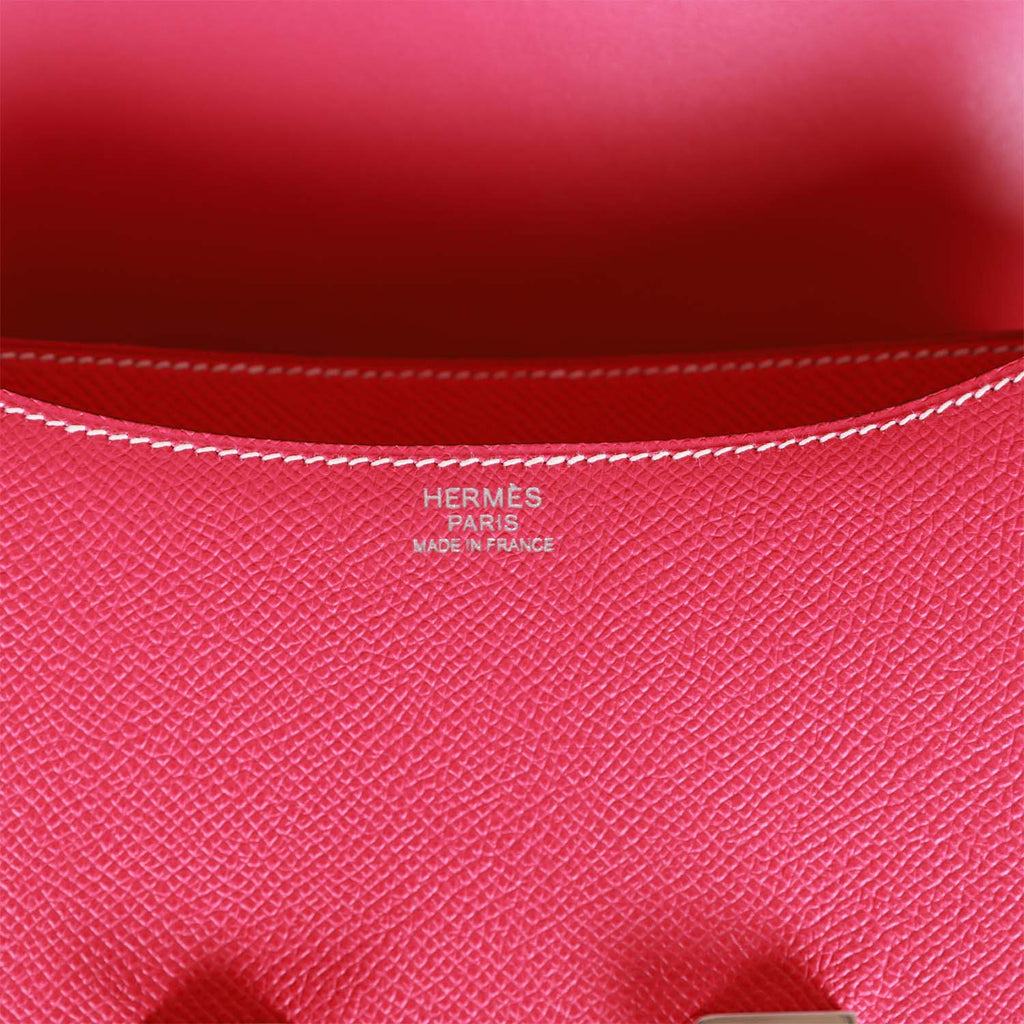 Hermes Constance 24 Rose Tyrien Epsom Palladium Hardware
