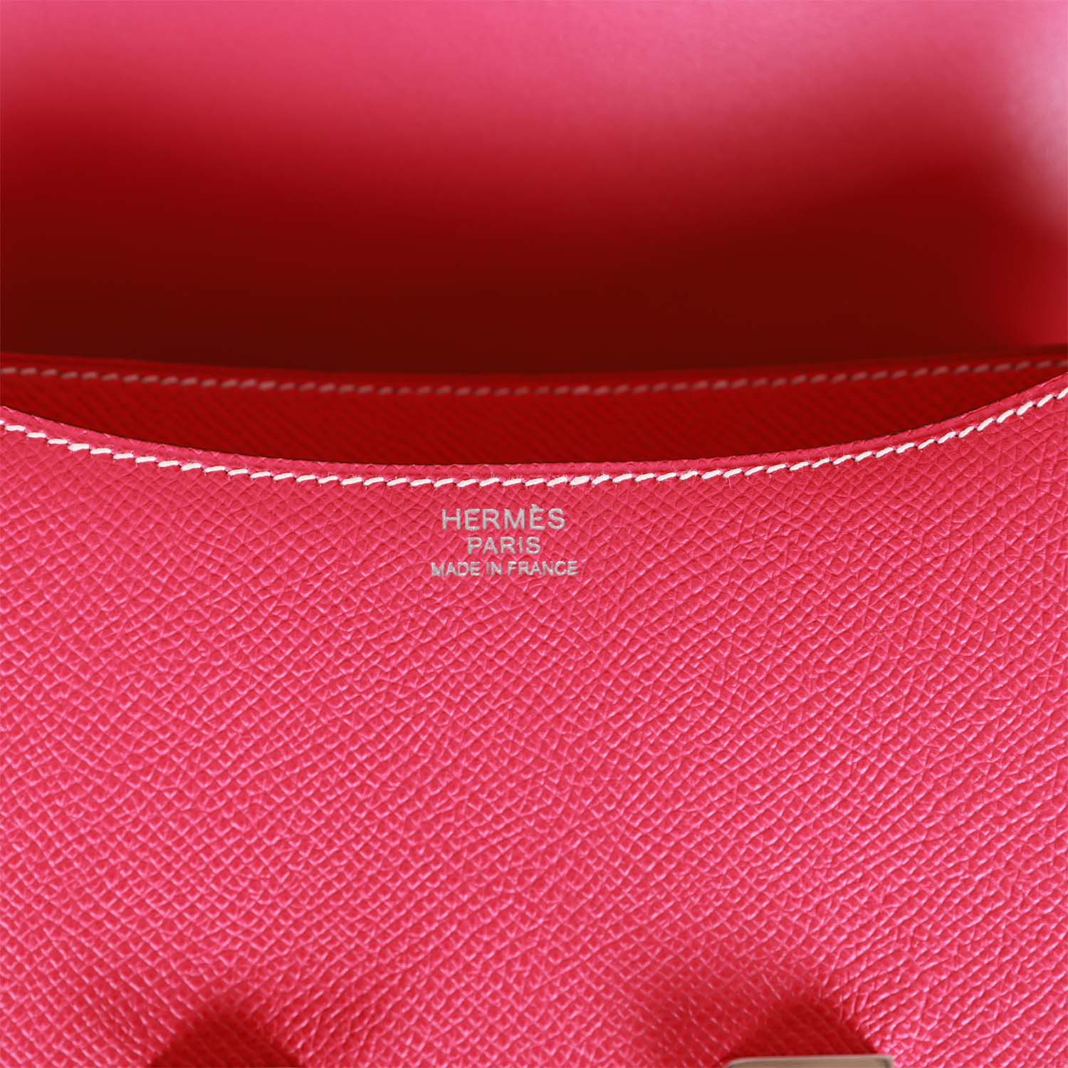 Hermes Constance 24 Rose Tyrien Epsom Palladium Hardware
