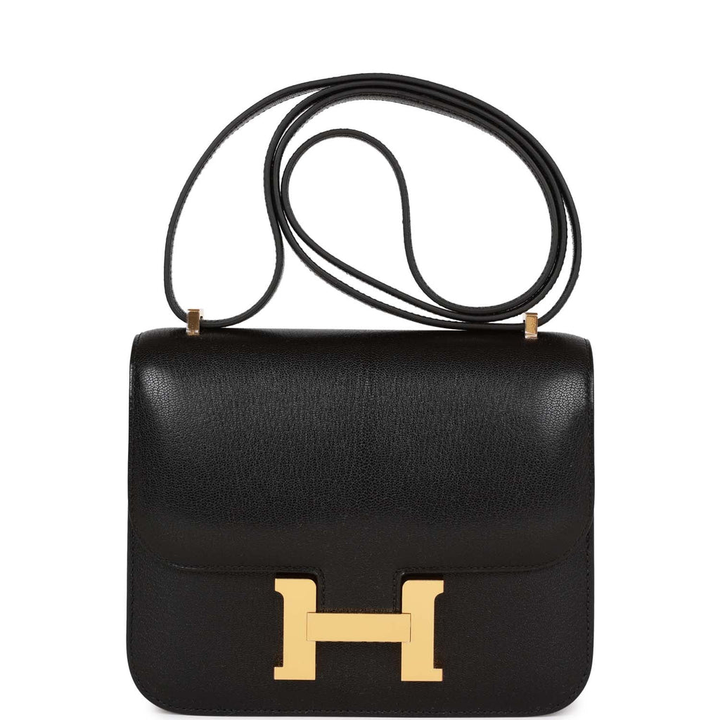 Hermes Constance 1-18 Black Chevre Gold Hardware