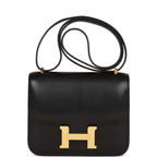 Hermes Constance 1-18 Black Chevre Gold Hardware