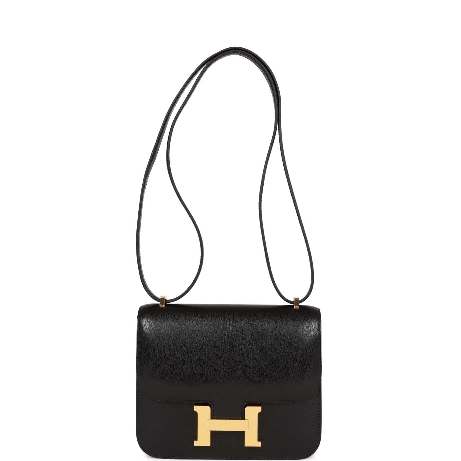 Hermes Constance 1-18 Black Chevre Gold Hardware