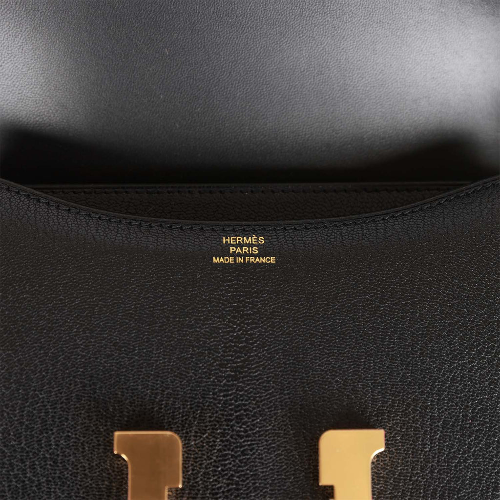 Hermes Constance 1-18 Black Chevre Gold Hardware