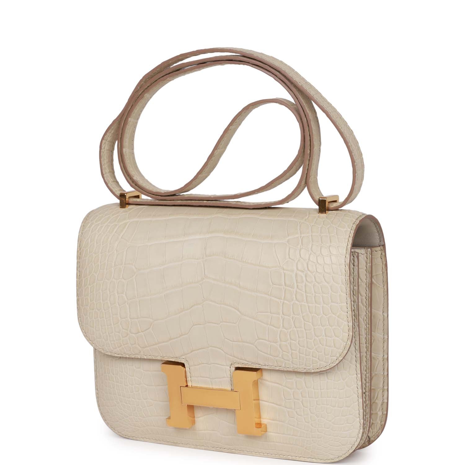 Hermes Constance 18 Beton Matte Alligator Mississippiensis Gold Hardware